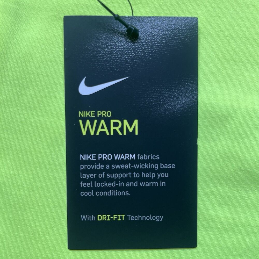 Nike Womens XL Pro Warm Dri-FIT 1/2 Zip Neon Yellow Training Pullover Base Layer - Picture 5 of 9